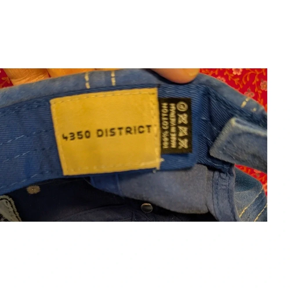 4350 District Bee Kind Blue Cotton Baseball Cap Floral Patch Adjustable Hat Boho